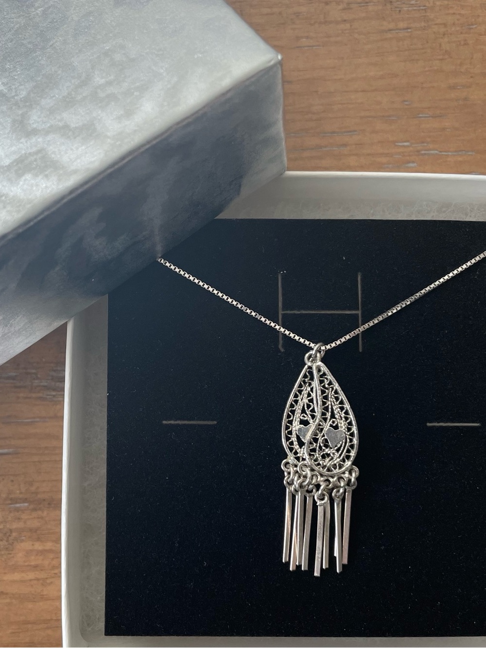 Reversible Sterling Silver Persian Filigree Pendant w/ Italian Chain Necklace